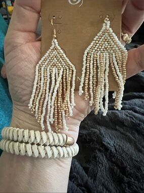 Boho bundle - seed bead daggers and woven bracelet